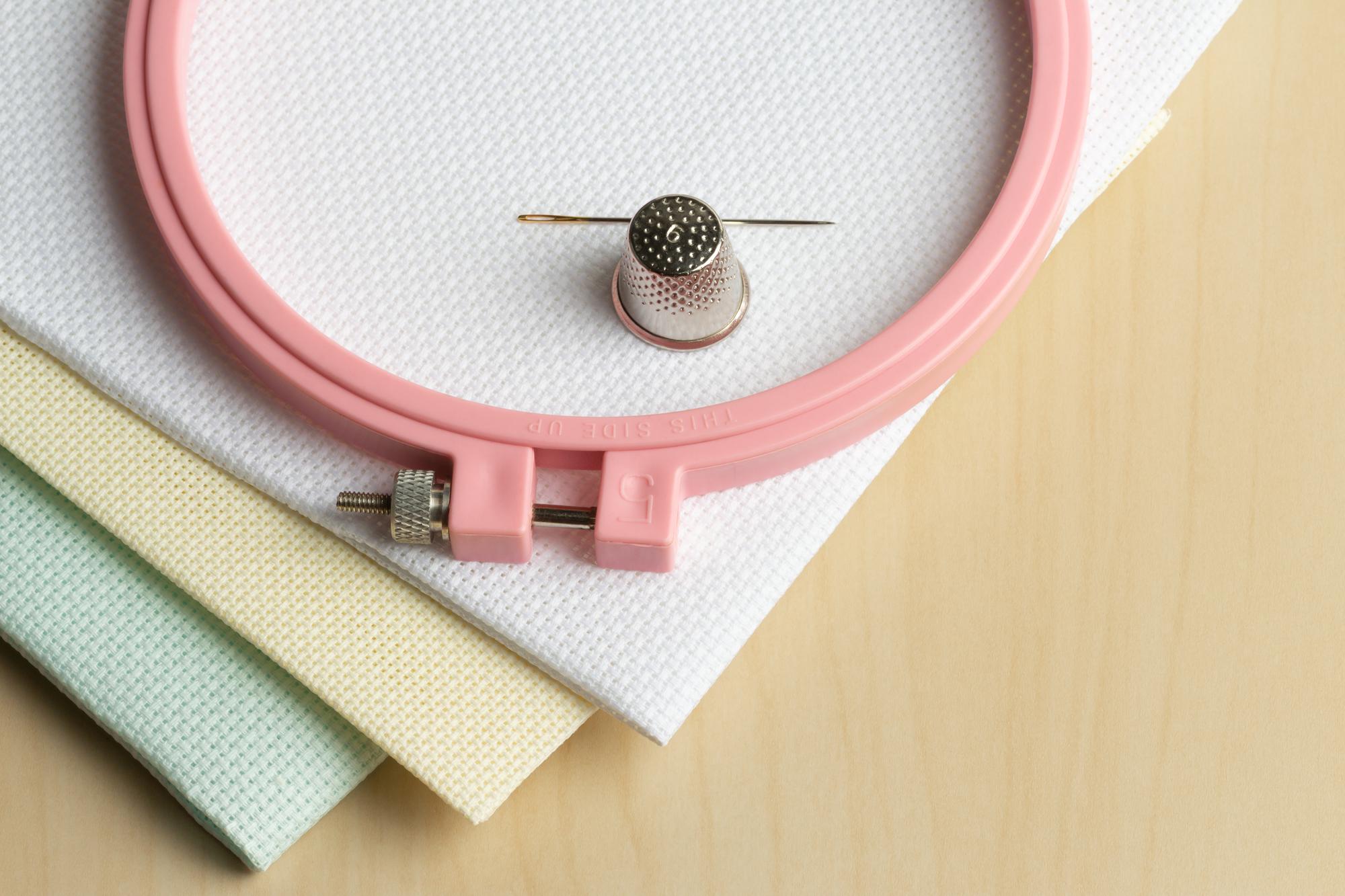 Close-up of technical embroidery threads