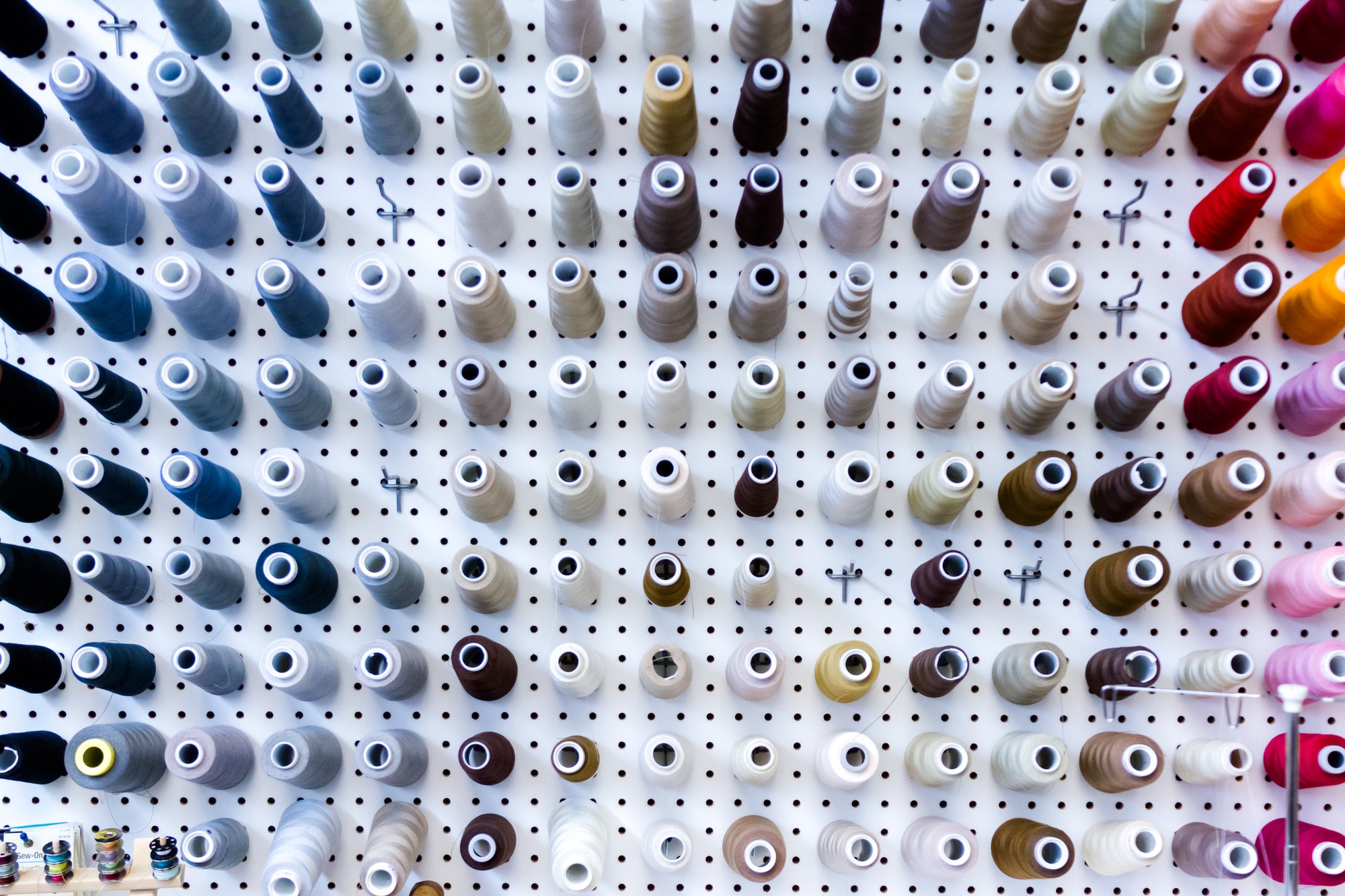 Array of embroidered sample swatches
